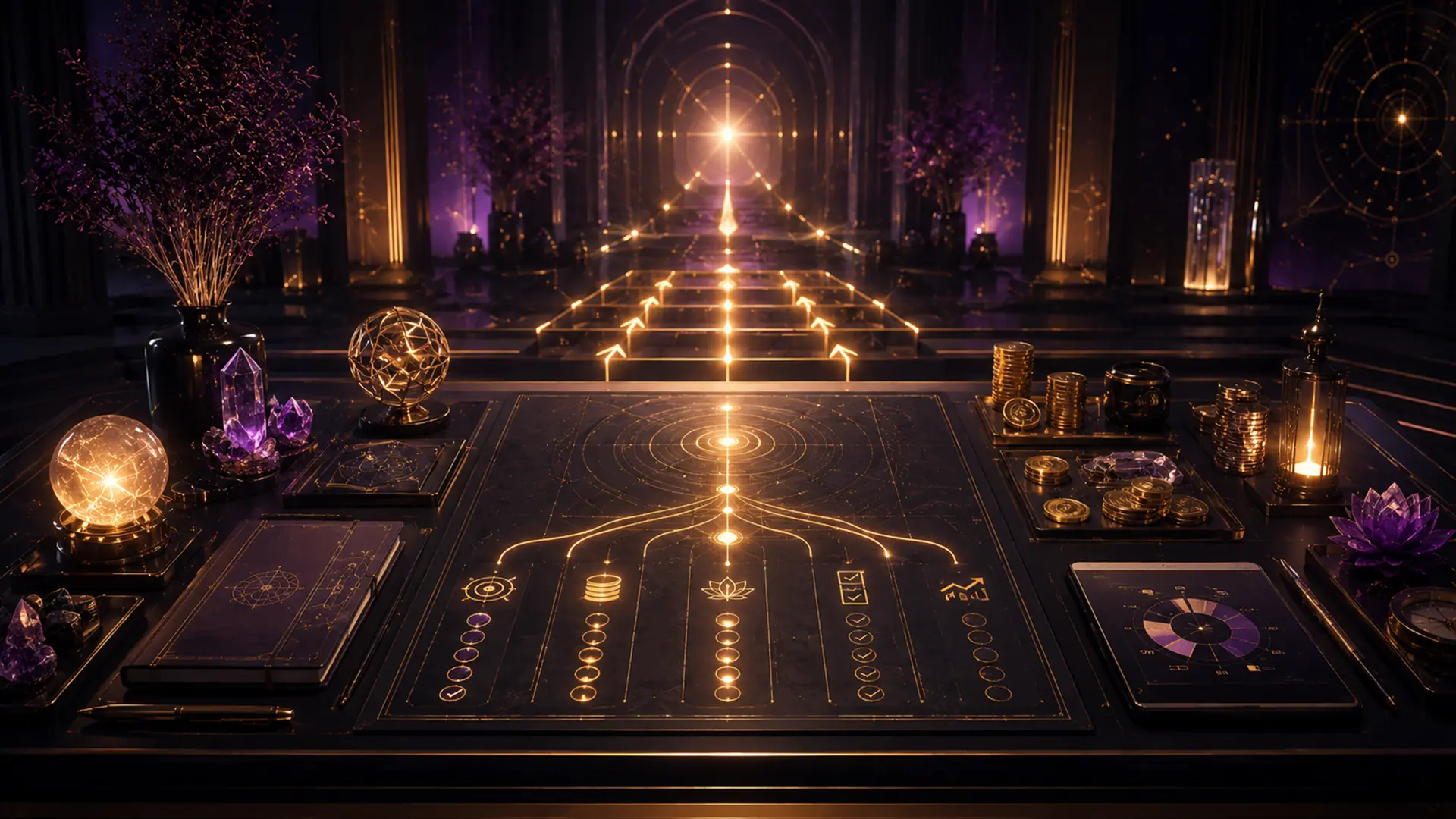 Escena simbólica de apertura y dirección interior